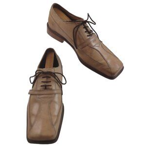 Fratelli Oxfords Men's Size 10M Dress Shoes Square Nose Lace Up Tan Leather